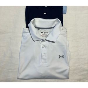 Set of 3 Men’s Polos in XXL and Loose. Lightly blue, Dark blue and White